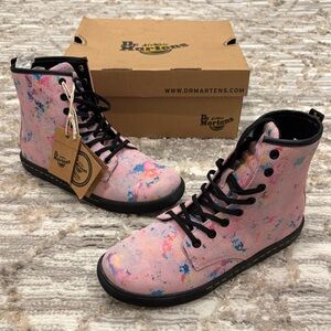 Dr. Martens Sheridan Pink Rainbow Burst Suede Boots Women’s 9 AirWair Rare New